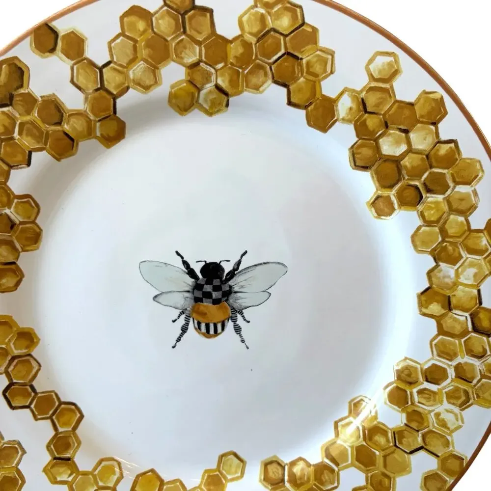 NEW MacKenzie-Childs Queen Bee Dinner Plate 11in Stoneware